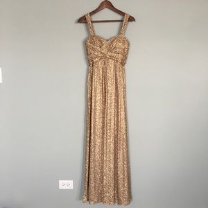 Amsale gold sequin formal dress